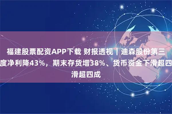 福建股票配资APP下载 财报透视｜迪森股份第三季度净利降43%，期末存货增38%、货币资金下滑超四成